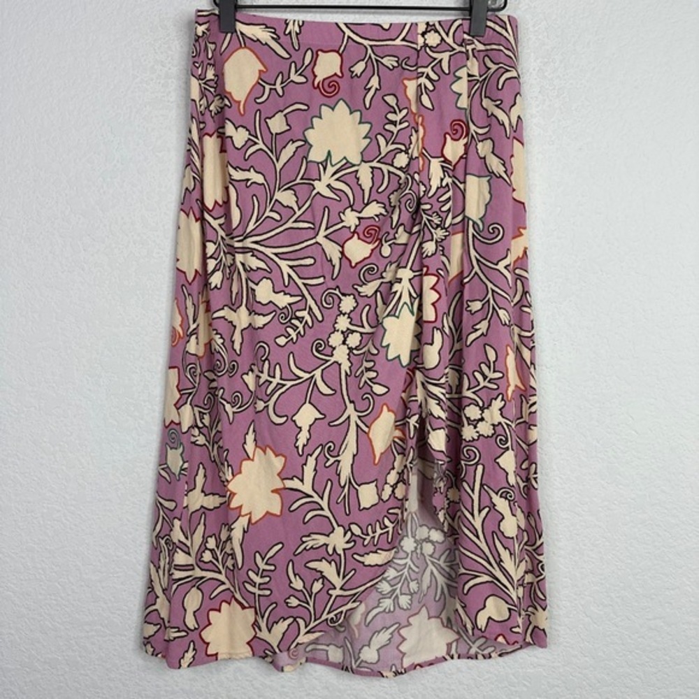 Knox Rose Skirt Womens Medium Floral Purple Wrap‎ Elastic Waist Boho Cottagecore